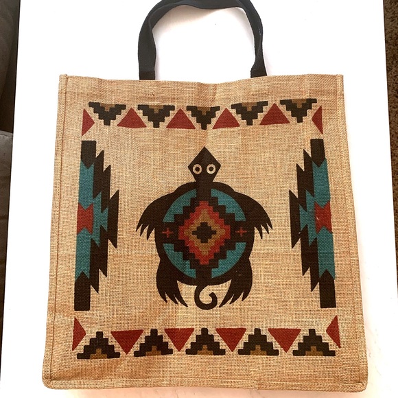 Handbags - Boho Turtle Aztec Graphic Large Tote Bag